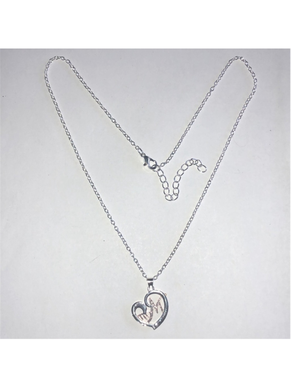 Silver Tone Gold Tone Heart 'Mom' Pendant Necklace - Picture 5 of 6